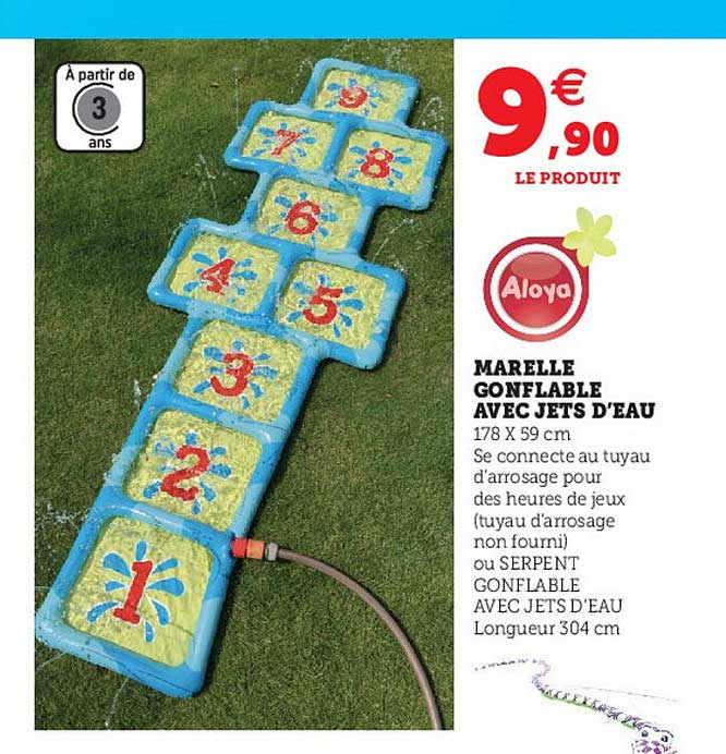 marelle gonflable avec jets d'eau aloya