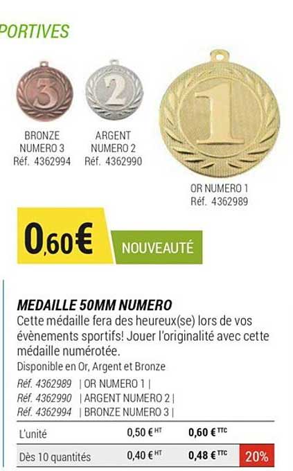 médaille 50 mm numero