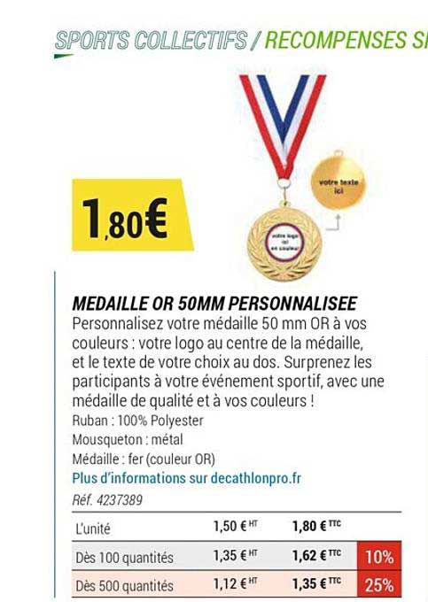 Médaille Or 50 Mm Personnalisée