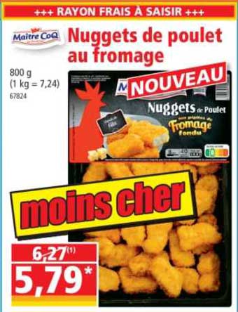 nuggets de poulet au fromage maître coq