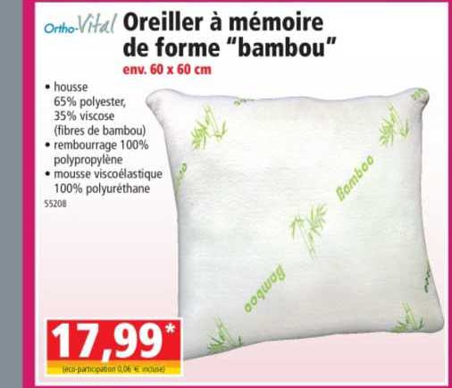 oreiller à mémoire de forme bambou