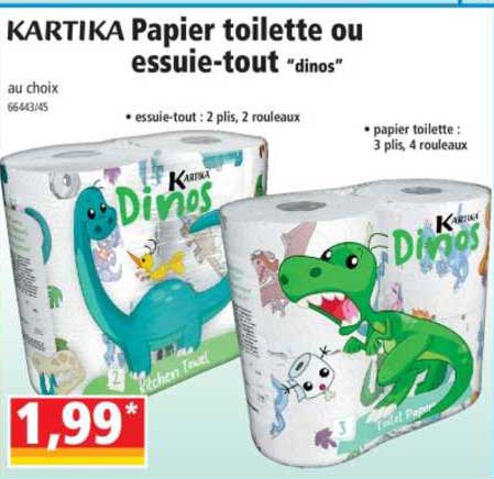 papier toilette ou essuie-tout "dinos" kartika