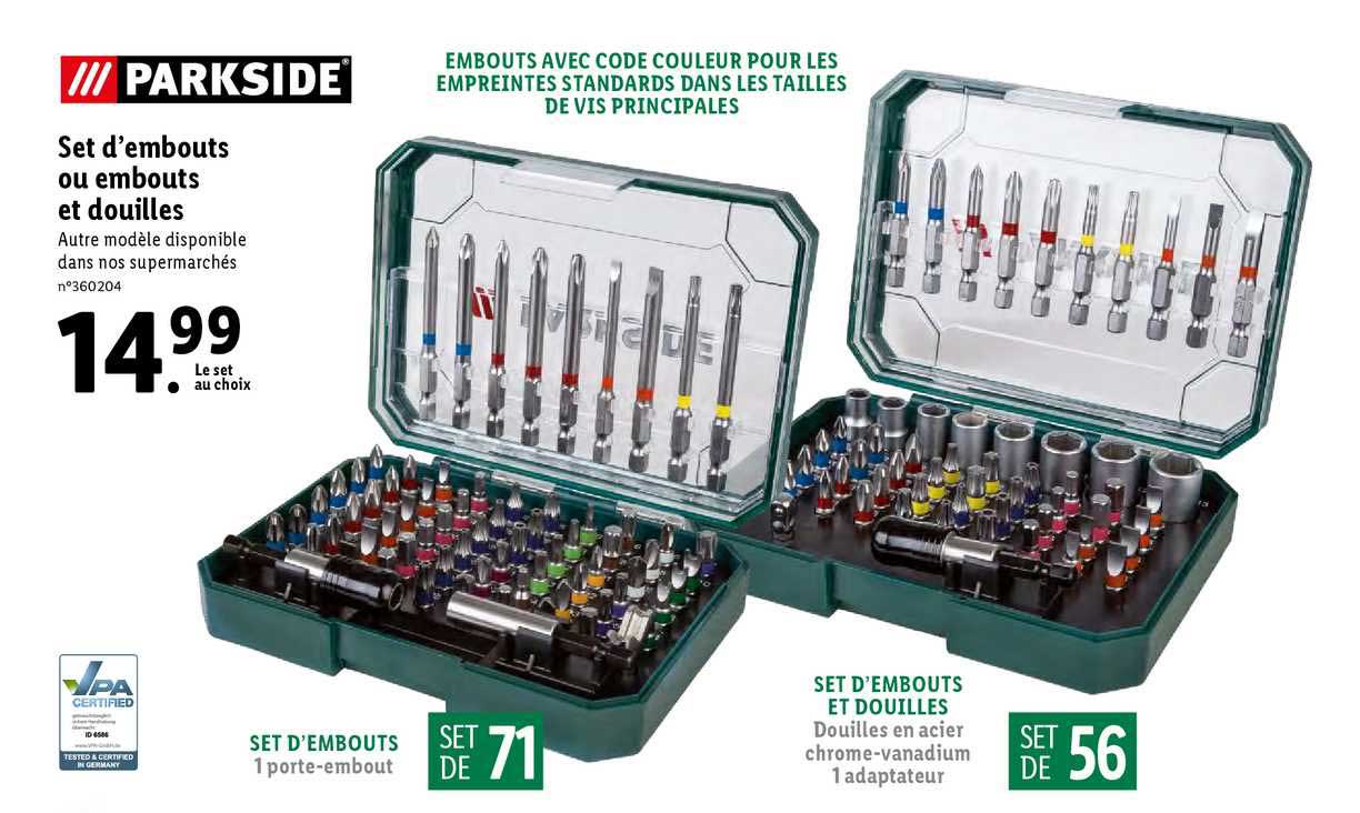 Parkside Set D'embouts Ou Embouts Et Douilles