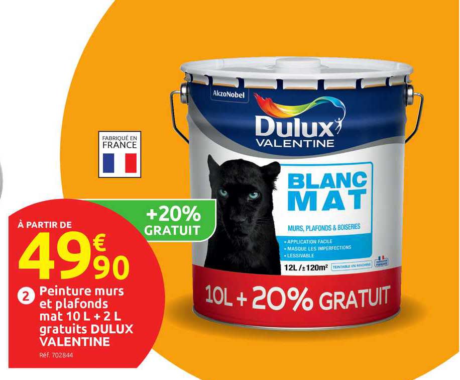 Peinture Murs Et Plafonds Mat 10 L + 2 L Gratuits Dulux Valentine