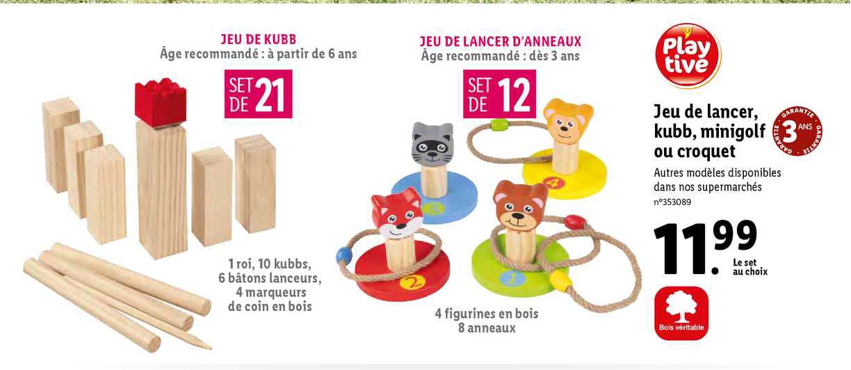 playtive jeu de lancer, kubb, minigolf ou croquet