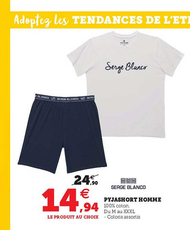 pyjashort homme serge blanco