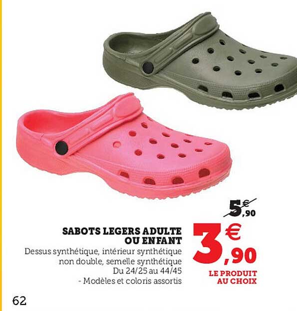 sabots légers adulte ou enfant