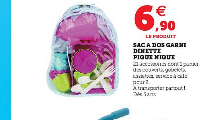 sac à dos garni dinette pique nique