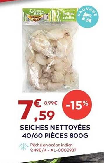 seiches nettoyées 40-60 pièces 800g