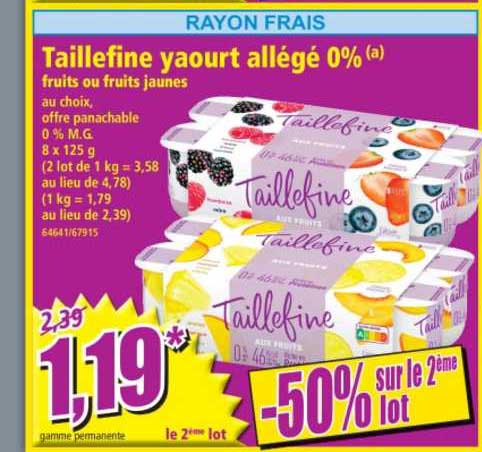 taillefine yaourt allégé 0%