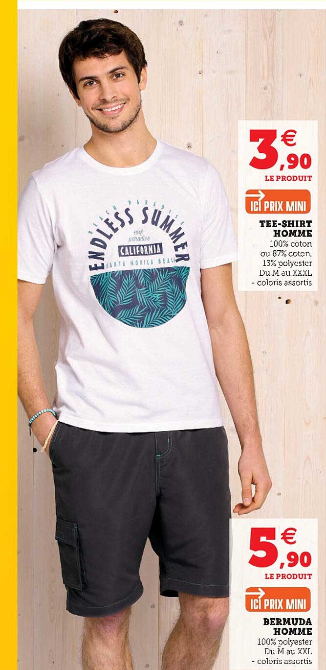 tee-shirt homme, bermuda homme