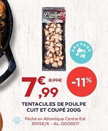 tentacules de poulpe cuit et coupé 200g