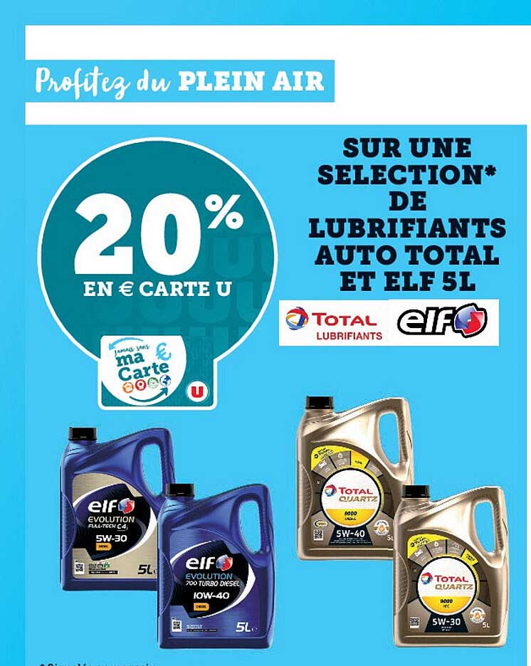 une selection de lubrifiants auto total et elf 5 l