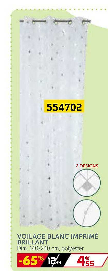Voilage Blanc Imprimé Brillant