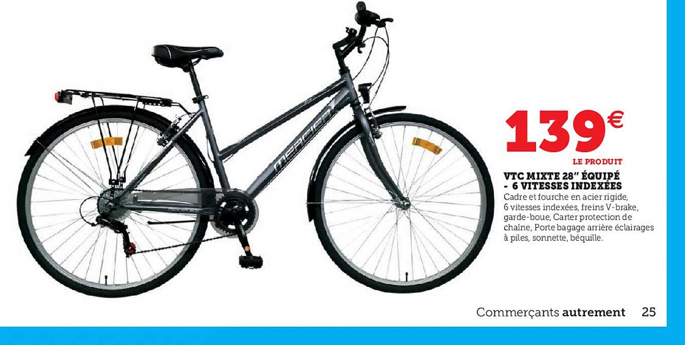 vtc mixte 28" équipé - 6 vitesses indexées