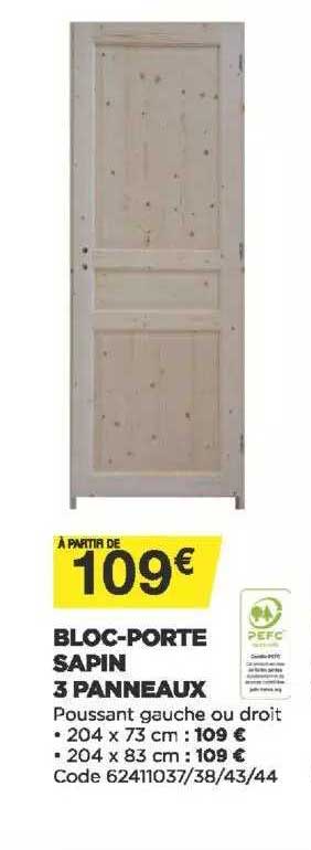 bloc-porte sapin 3 panneaux