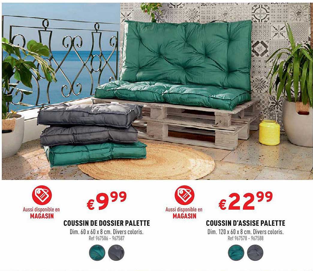 coussin de dossier palette, coussin d'assise palette