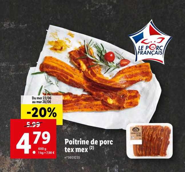 poitrine de porc tex mex