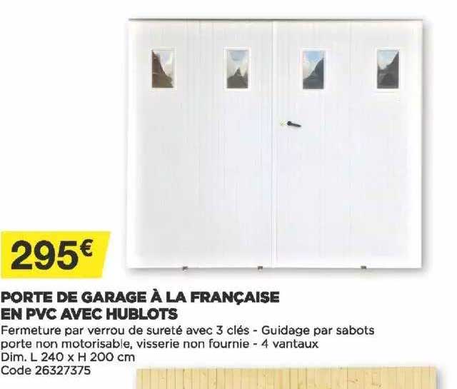 porte de garage à la française en pvc avec hublots
