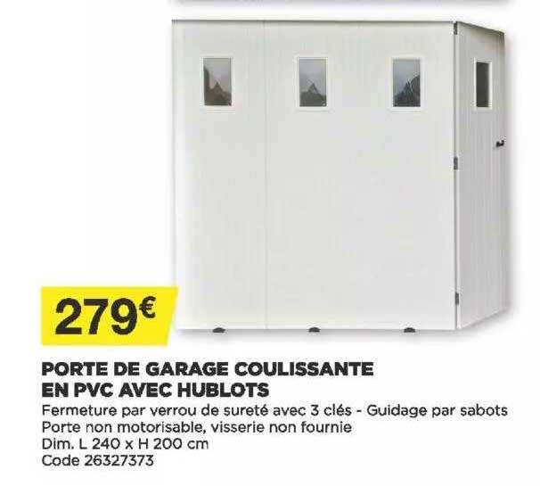 porte de garage coulissante en pvc avec hublots