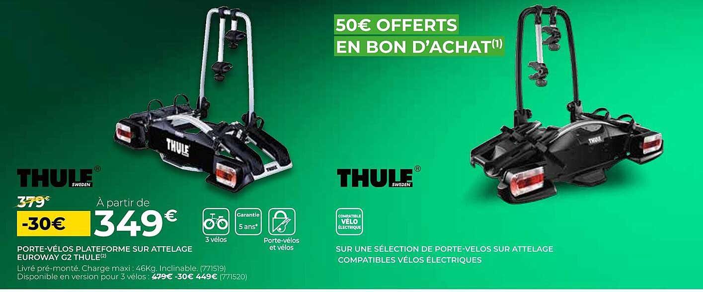 porte-vélos plateforme sur attelage euroway g2 thule, sélection de porte-vélos sur attelage compatibles vélos électriques thule