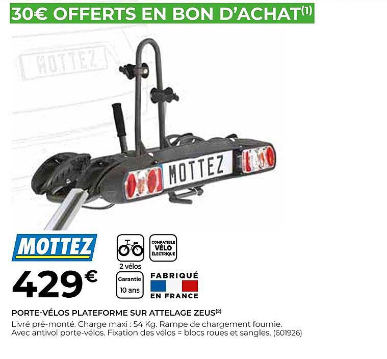porte-vélos plateforme sur attelage zeus mottez