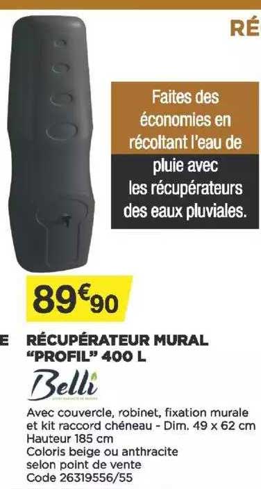 récupérateur mural "profil" 400l belli