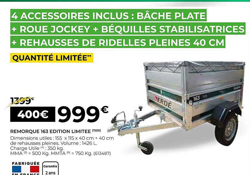 Remorque 163 édition Limitée Erdé
