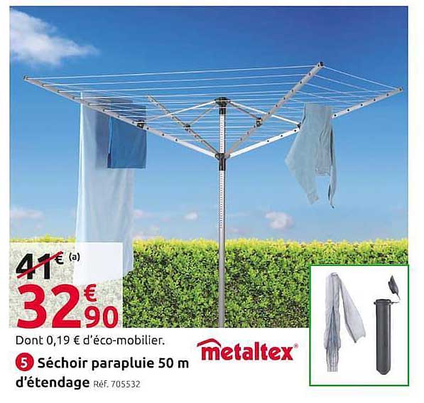séchoir parapluie 50 m d'étendage metaltex