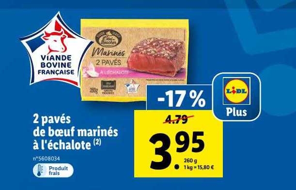 2 pavés de boeuf marinés à l'échalote
