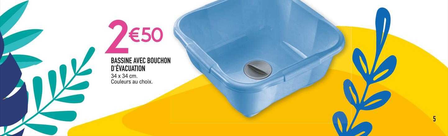 bassine avec bouchon d'évacuation