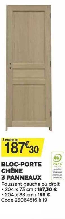 bloc-porte chêne 3 panneaux