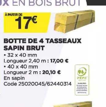 botte de 4 tasseaux sapin brut