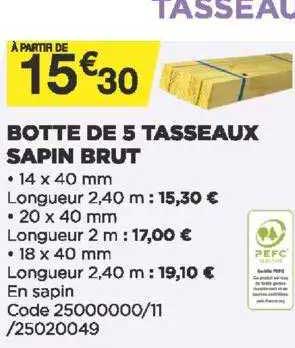 botte de 5 tasseaux sapin brut