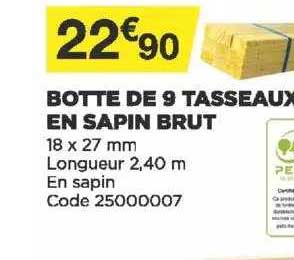 botte de 9 tasseaux en sapin brut