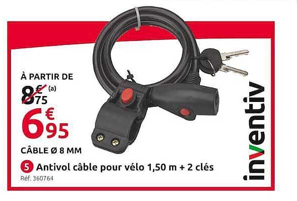 câble ø 8mm antivol câble pour vélo inventiv