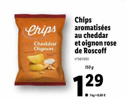 chips aromatisées au cheddar et oignon rose de roscoff