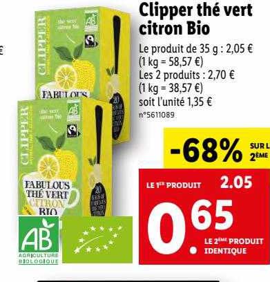 Clipper Thé Vert Citron Bio