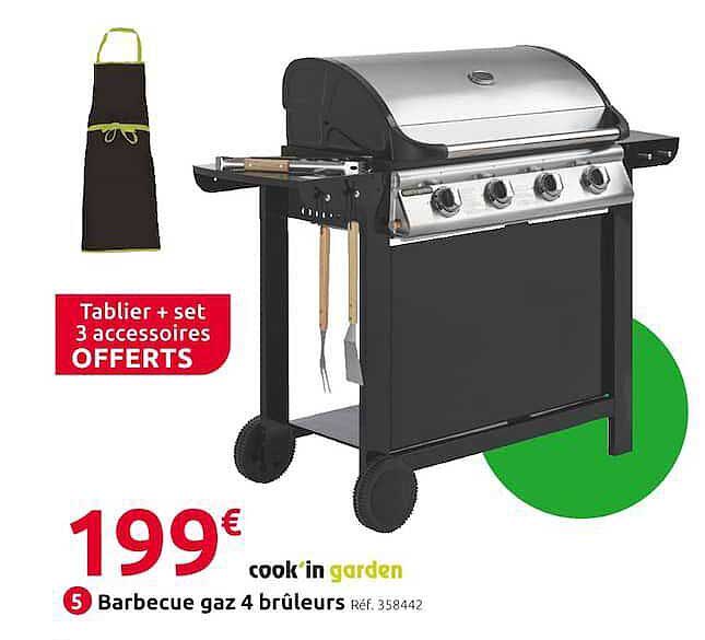 cook'in garden barbecue gaz 4 brûleurs
