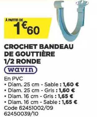 crochet bandeau de gouttière 1-2 ronde wavin