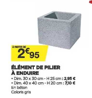 élément de pilier à enduire