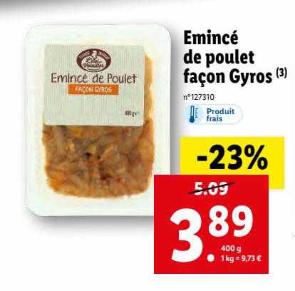 émincé de poulet façon gyros