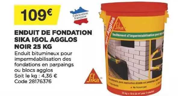 enduit de fondation sika igol agglos noir 25 kg