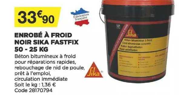 enrobé à froid noir sika fastfix 50-25 kg sika