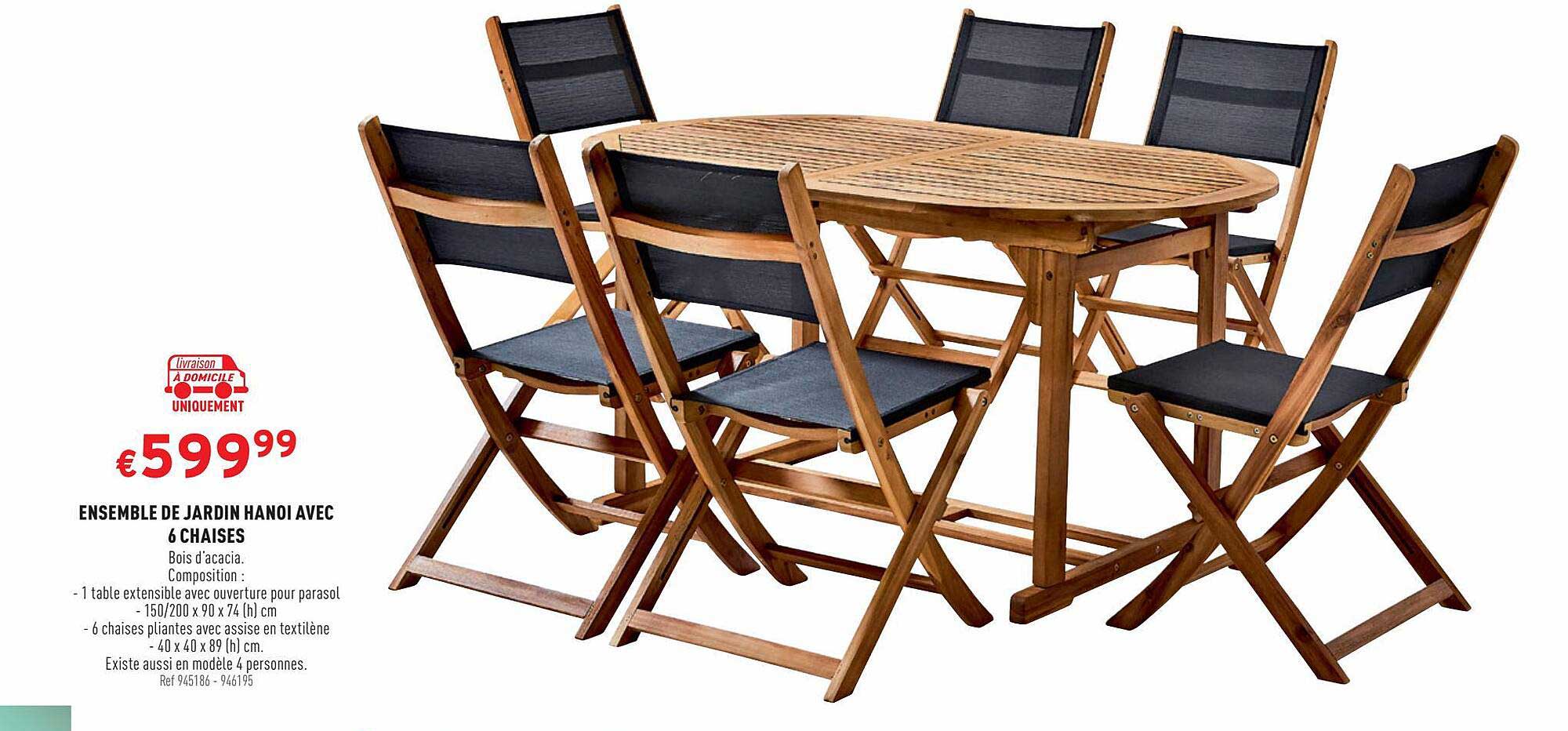 Ensemble De Jardin Hanoi Avec 6 Chaises
