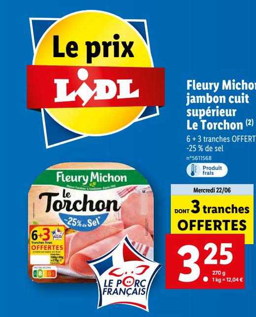 fleury michon jambon cuit supérieur le torchon
