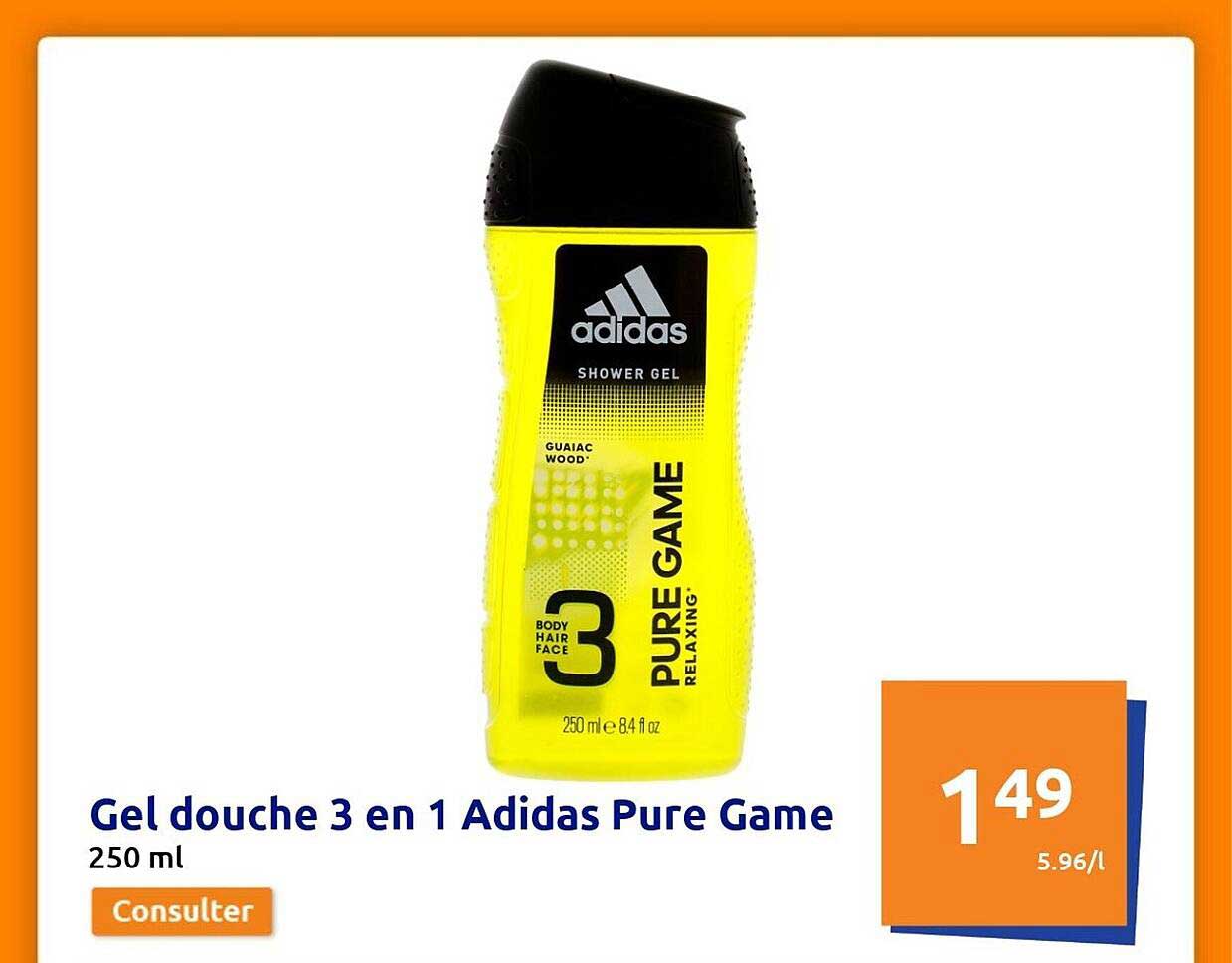 gel douche 3 en 1 adidas pure game