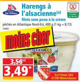harengs à l'alsacienne filets sans peau à la crème est-friture