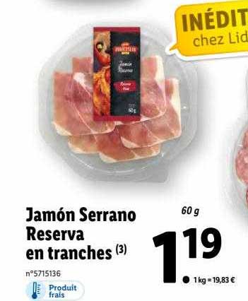 jamón serrano réserva en tranches