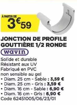 jonction de profile gouttière 1-2 ronde wavin